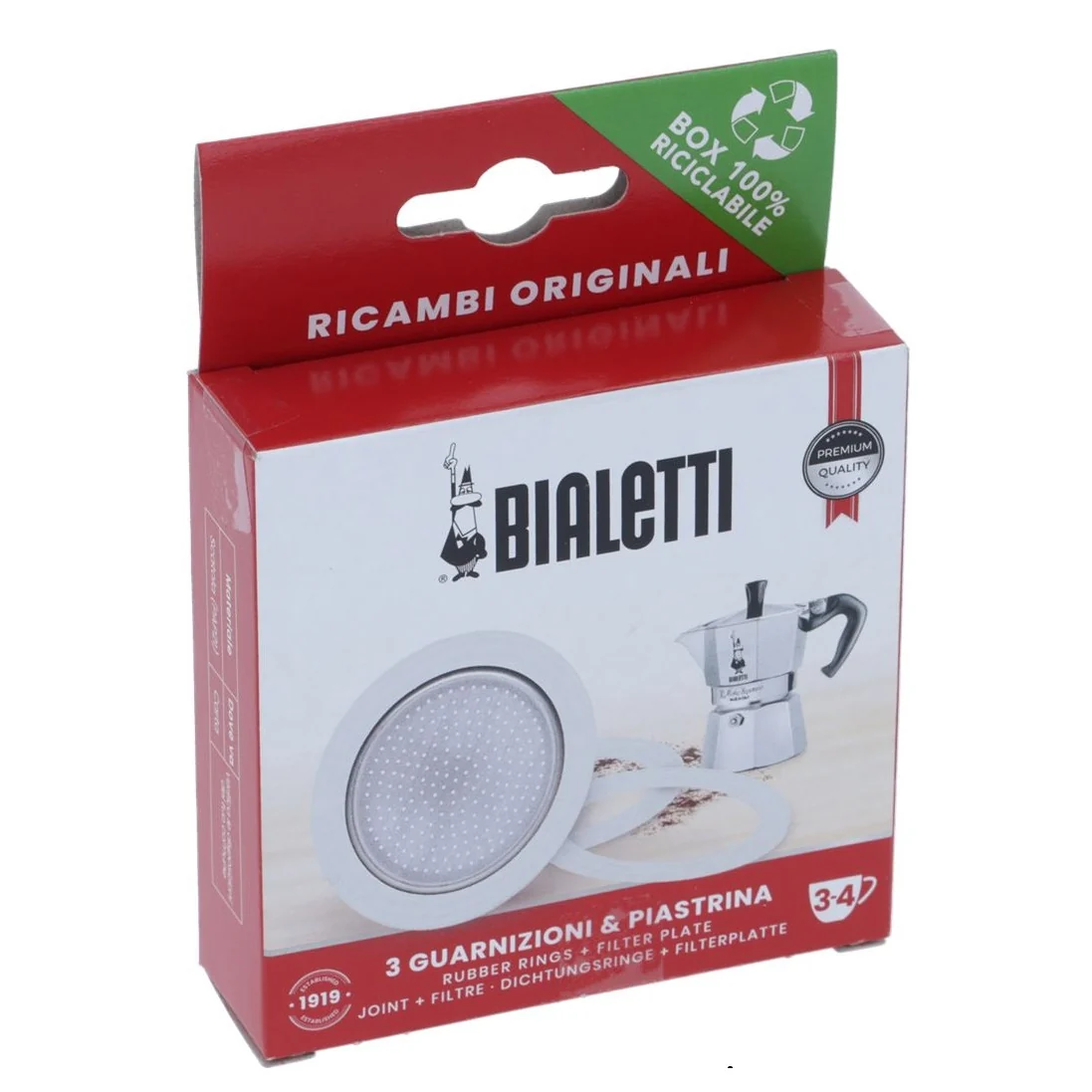 Bialetti Moka Express® Replacement Gaskets And Filter Screen - 3/4 cup (OD 65mm) - Image 2