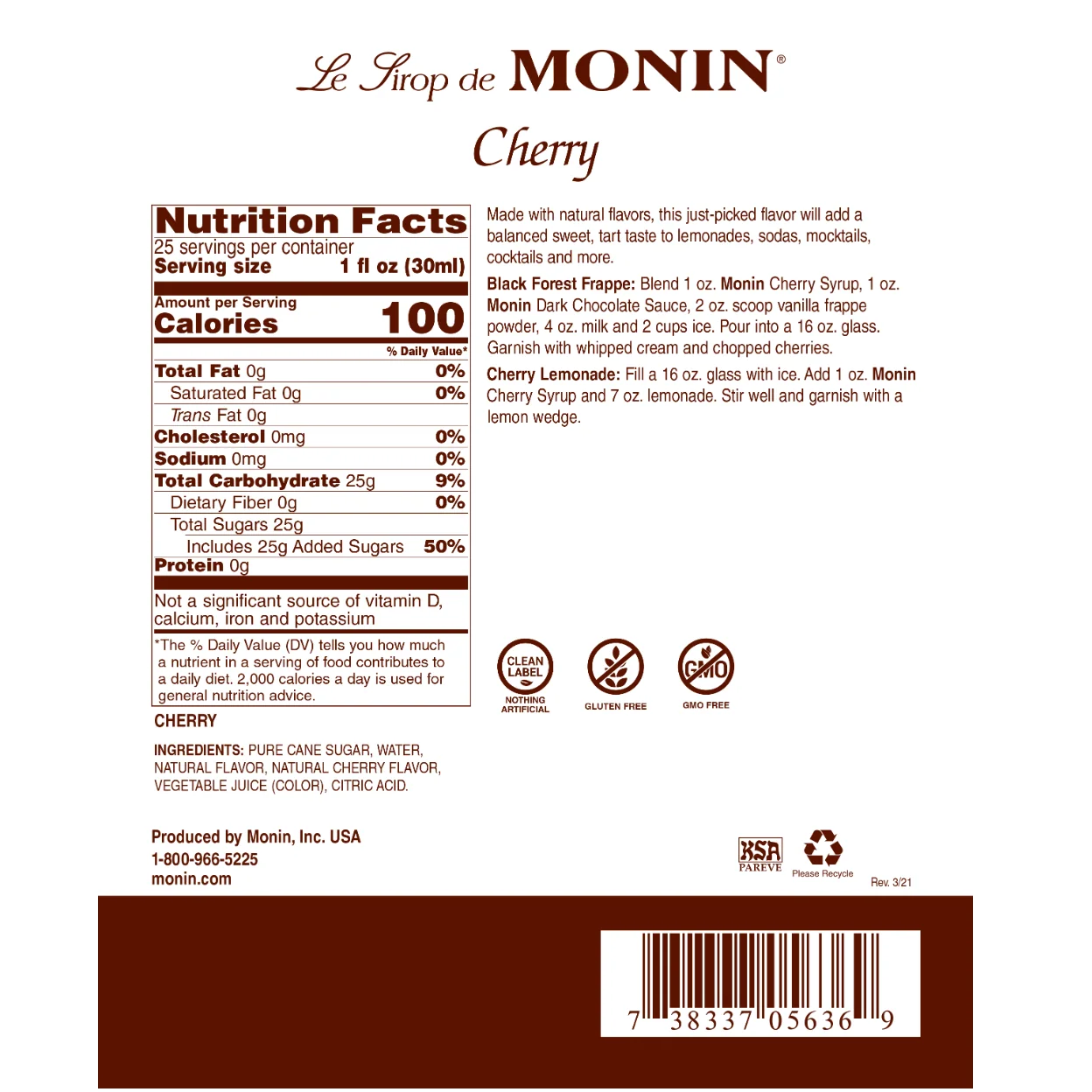Monin Cherry Syrup - Image 2